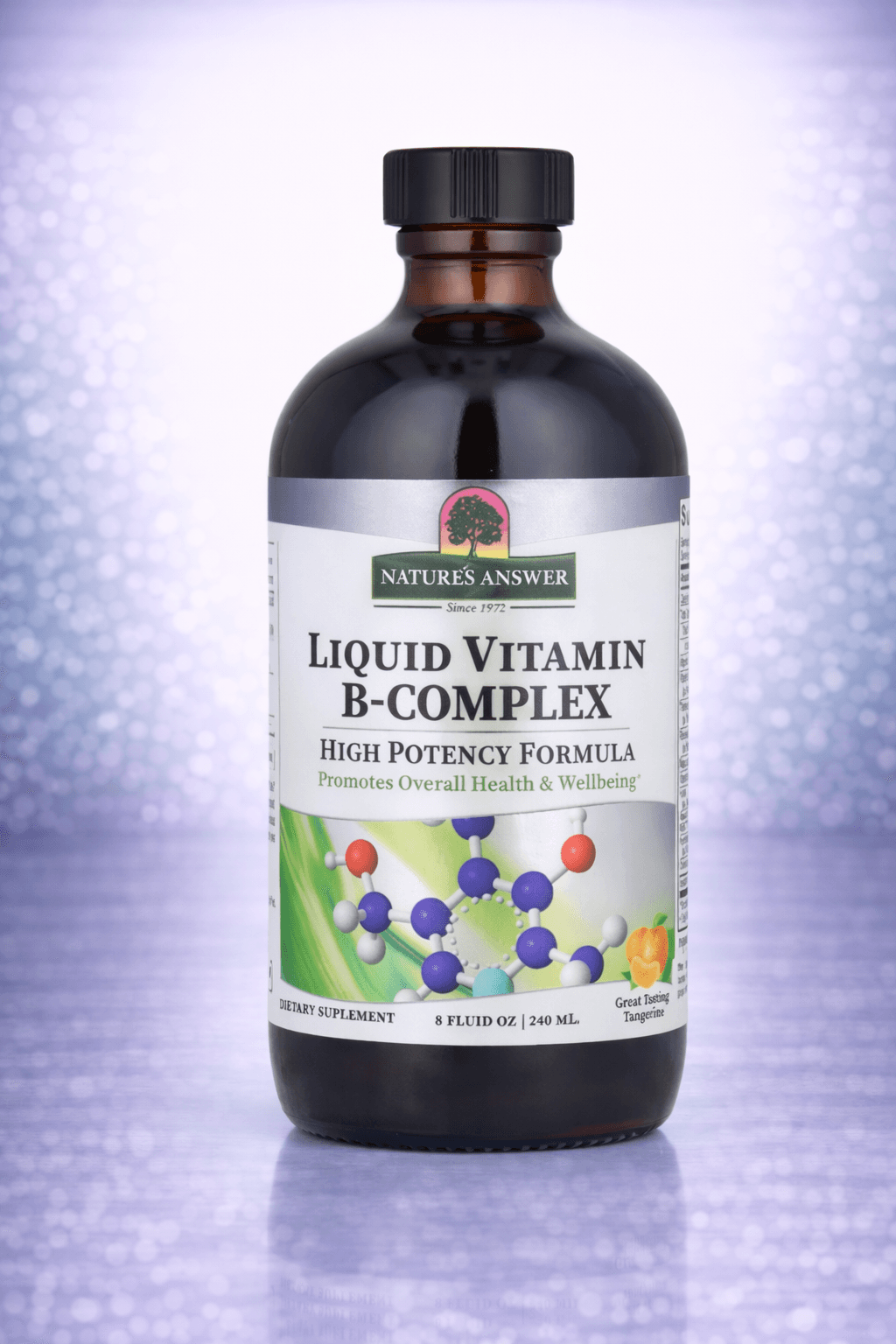 Nature's Answer, Liquid Vitamin B-Complex, Tangerine , 8 fl oz – Energiya va asab tizimi uchun 240ml