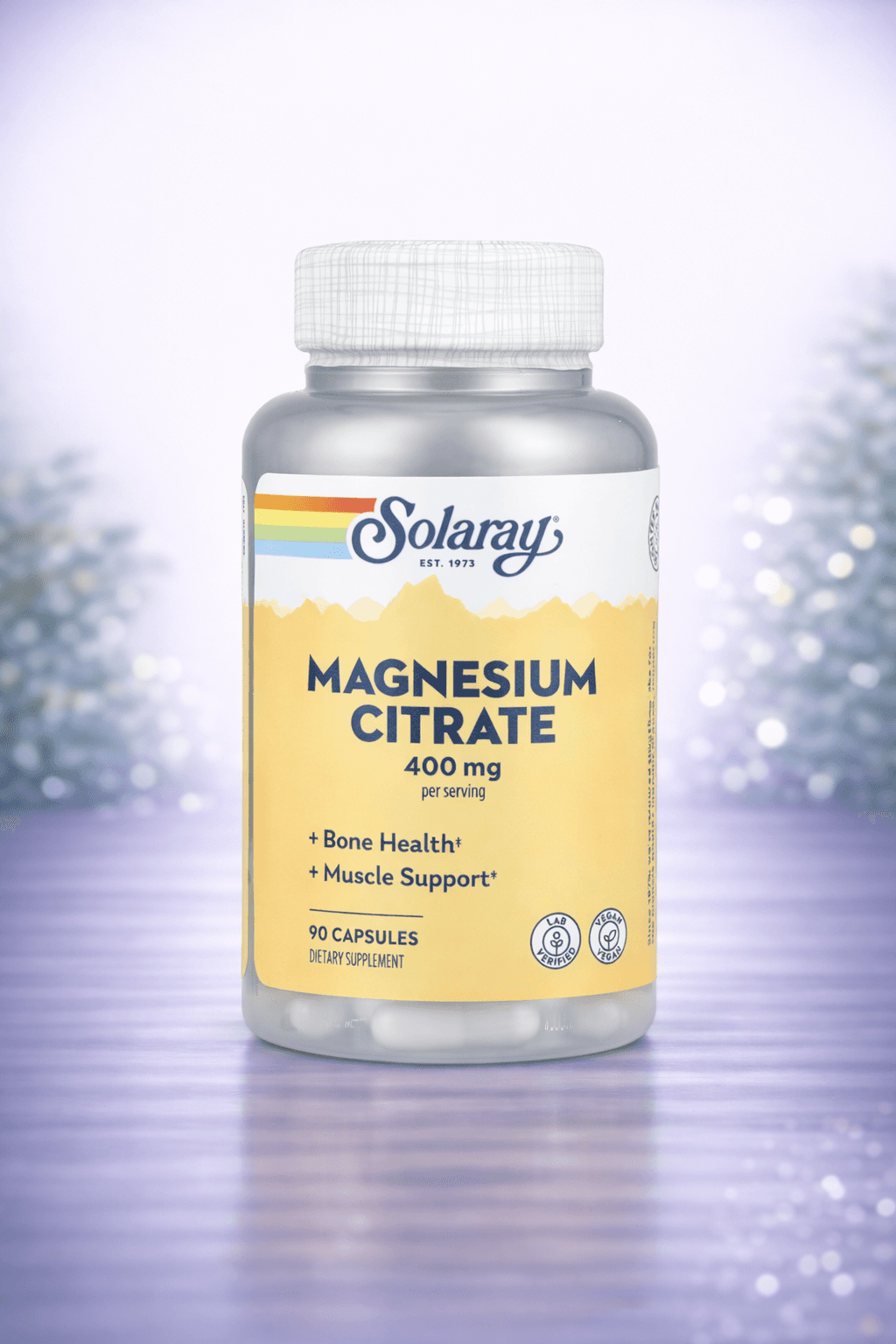Solaray, Magnesium Citrate, 90 Capsules (133 mg per Capsule) – Mushaklar va uyqu sifatini yaxshilash 90pcs