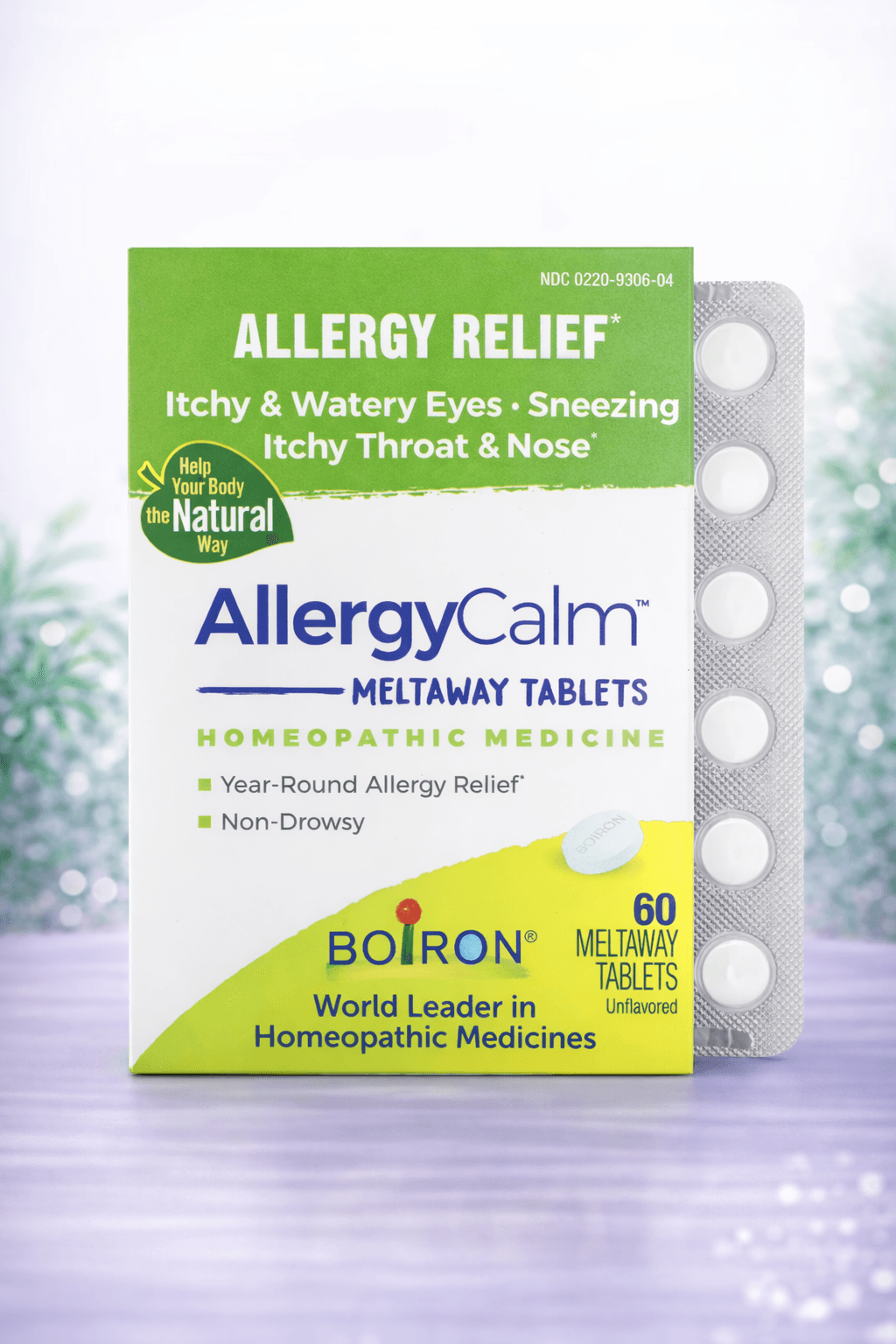 Boiron, AllergyCalm, Allergy Relief, Unflavored, 60 Meltaway Tablets– Allergiya belgilarini yengillashtiruvchi