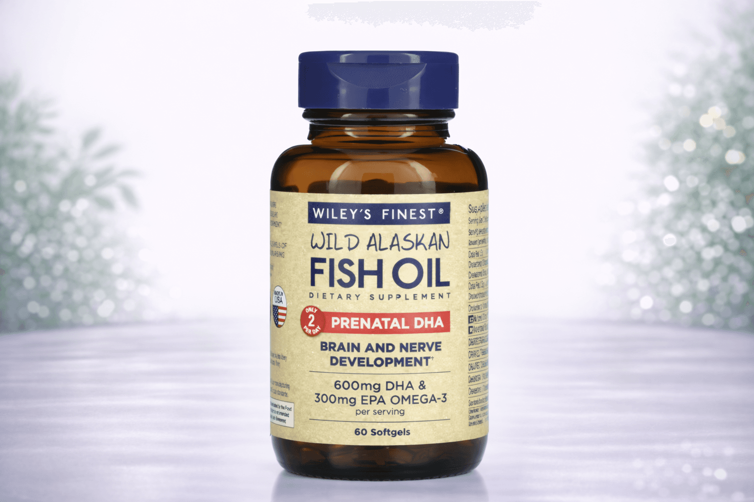 Wiley's Finest, Wild Alaskan Fish Oil, Prenatal DHA, 60 Softgels