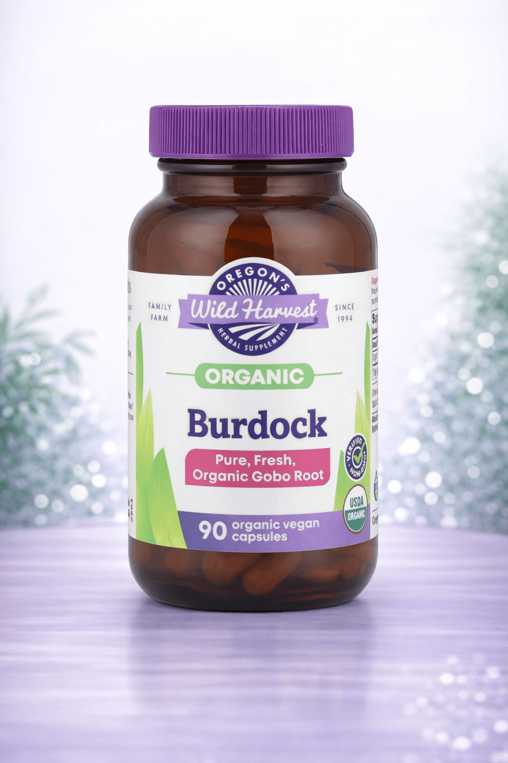 Oregon's Wild Harvest, Organic Burdock, (450 mg per Capsule) – Qonni tozalovchi ituzum ildizi 90pcs