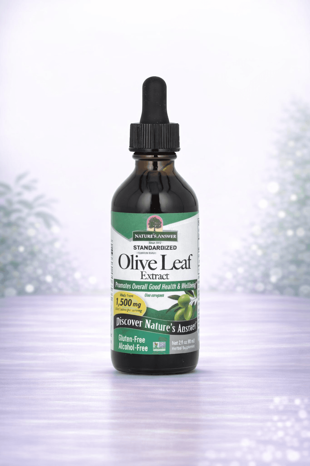 Nature's Answer, Olive Leaf Extract, Standardized, Alcohol-Free, 1,500 mg, 2 fl oz (60 ml)