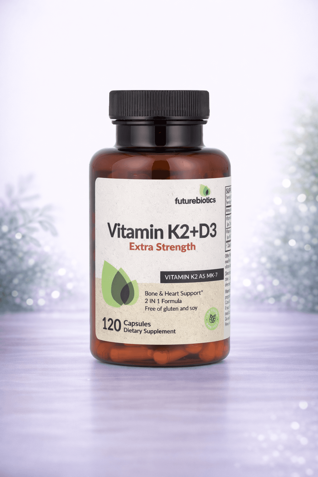 Futurebiotics, Vitamin K2 + D3, (10.000 doza) Extra Strength, – Kuchli suyak kompleksi 120pcs