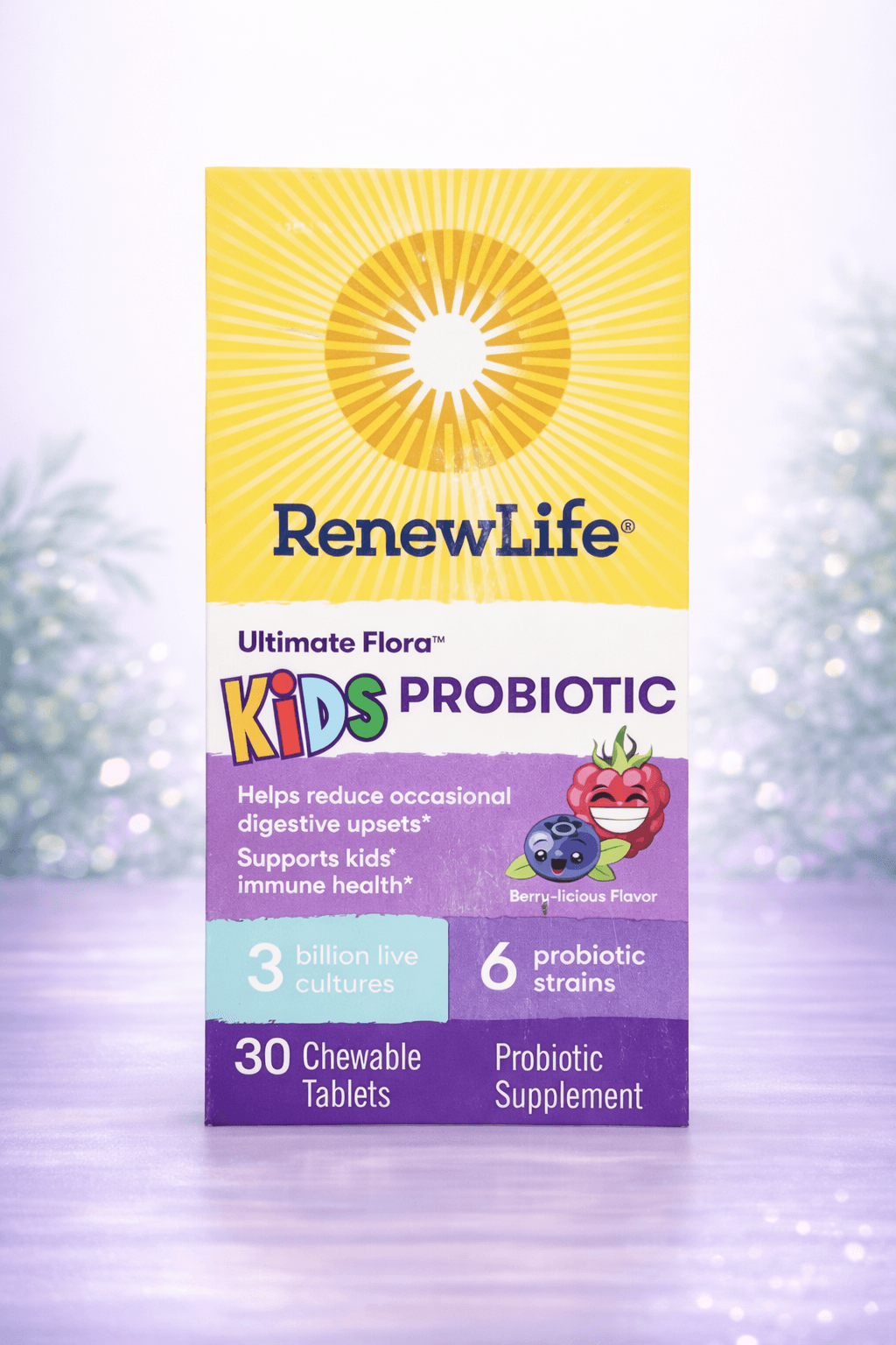 Renew Life, Ultimate Flora, Kids Probiotic, Berry-licious, 3 Billion Live Cultures, 30 Chewable Tablets