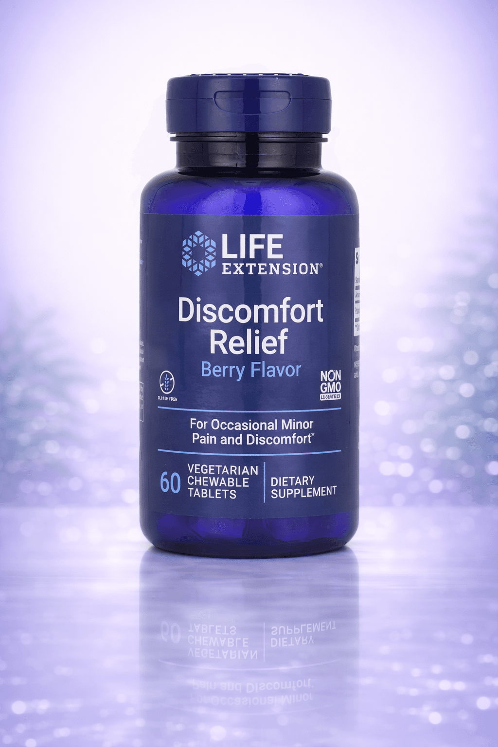Life Extension, Discomfort Relief, Berry, 60 Vegetarian Chewable Tablets – Og‘riq va yallig‘lanishga qarshi (PEA)