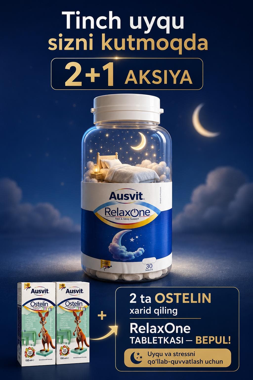 2x Ostelin sovg'aga Relaxone tabletkasi