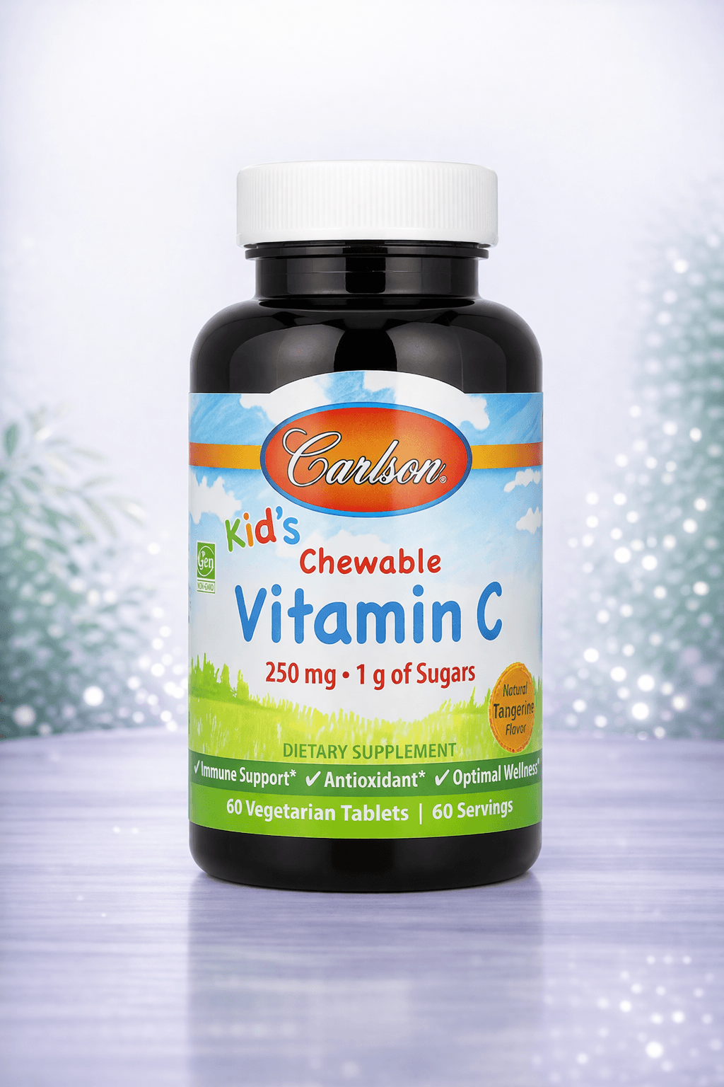 Carlson, Kid's Chewable Vitamin C, Natural Tangerine , 250 mg, – Bolalar immuniteti uchun 60pcs