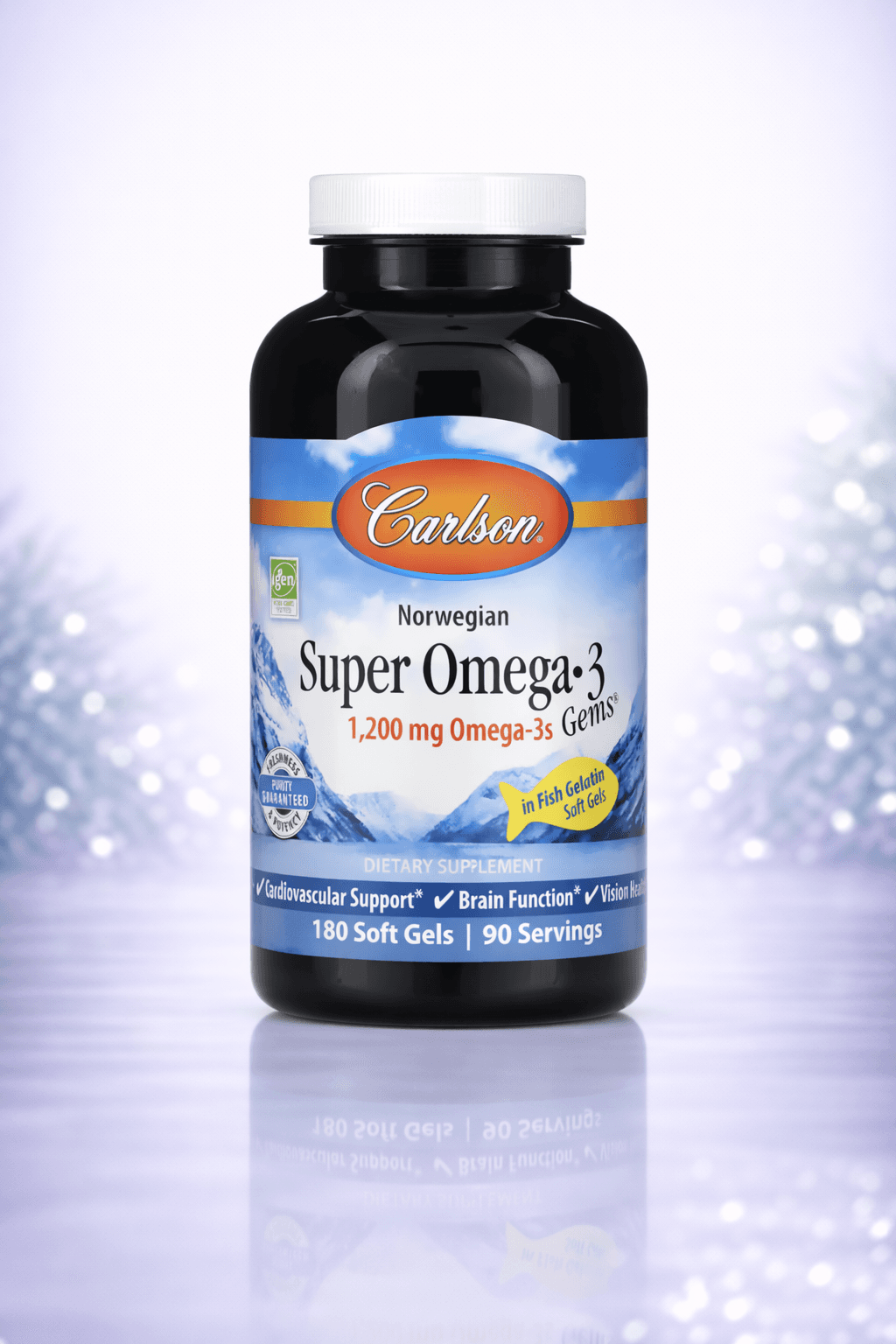 Carlson, Norwegian Super Omega-3 Gems®, – Miya va yurak uchun 180pcs