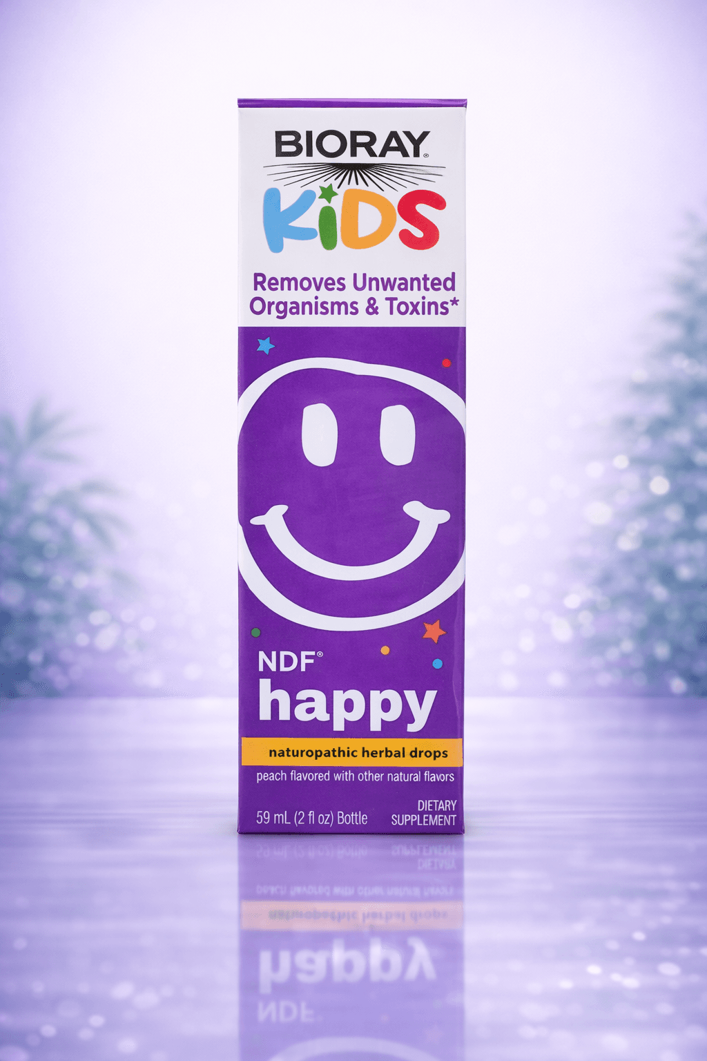 Bioray, Kids, NDF® Happy, Peach, 2 fl oz (59 ml) – Bolalardagi parazitlarga qarshi tomchi